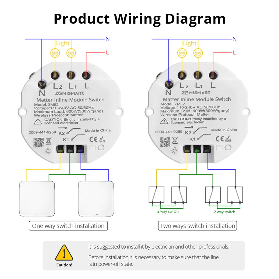 Módulo Matter a través de WiFi - 2 Gang - HomeKit | Página principal de Google | Cosas inteligentes