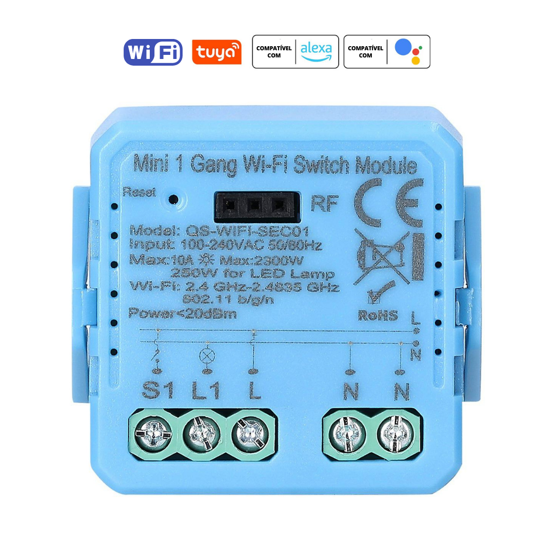 Mini Módulo de Luzes Wi-Fi Simples (1 gang) – Tuya / Smartlife