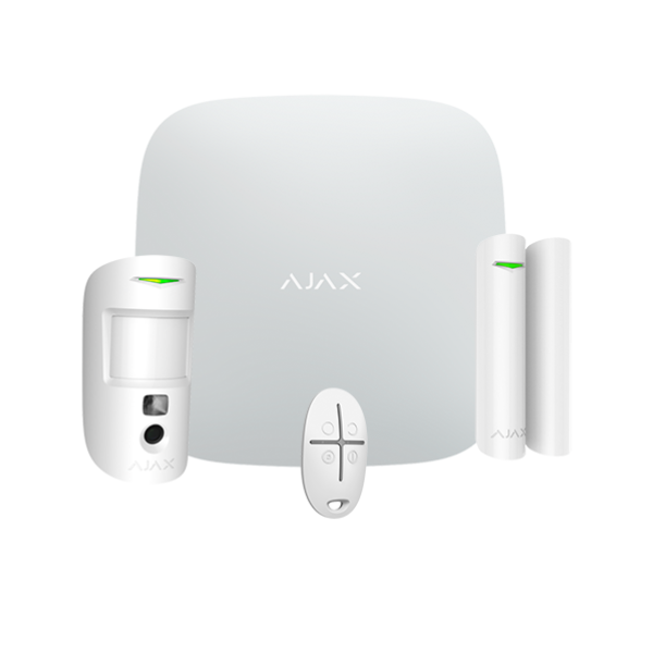 Kit de alarme anti-intrusão profissional c/ sensor de câmara e comunicação Ethernet/GPRS - Branco