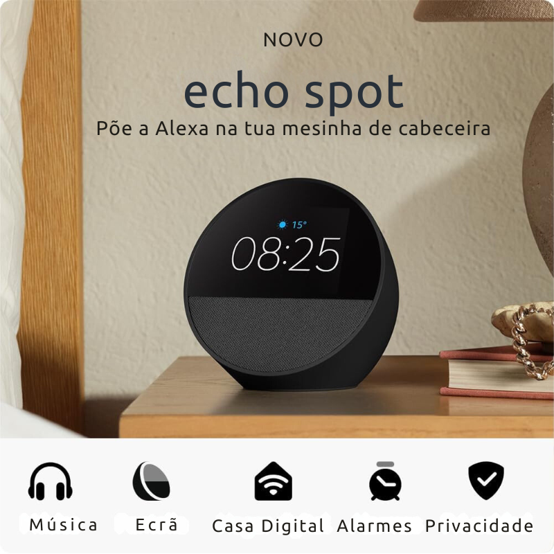 Nuevo Echo Spot, reloj inteligente con alarma y vibración + Alexa