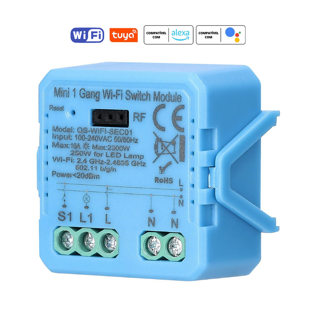 Mini Módulo de Luzes Wi-Fi Simples (1 gang) – Tuya / Smartlife