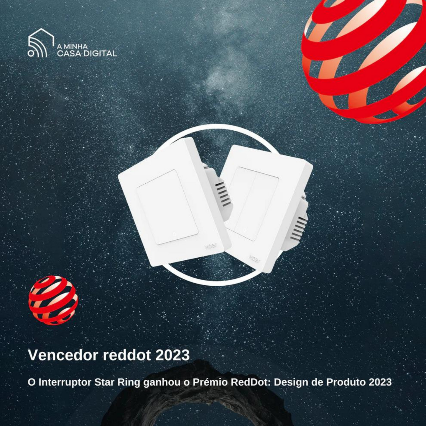 Interruptor Star Ring Zigbee 3.0 Moes - 3 Gang - Cinzento