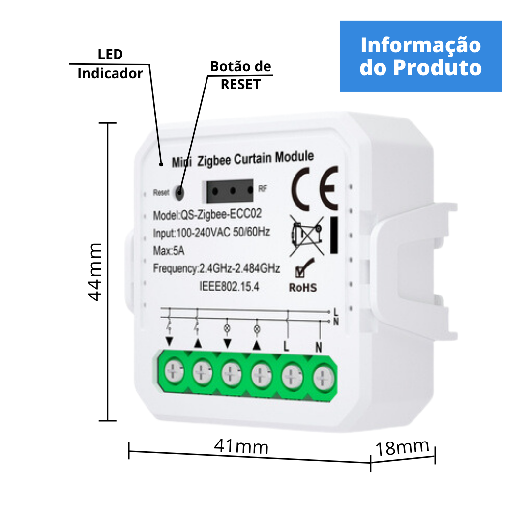 Mini módulo para persianas Zigbee 3.0 con porcentaje Tuya/Smartlife