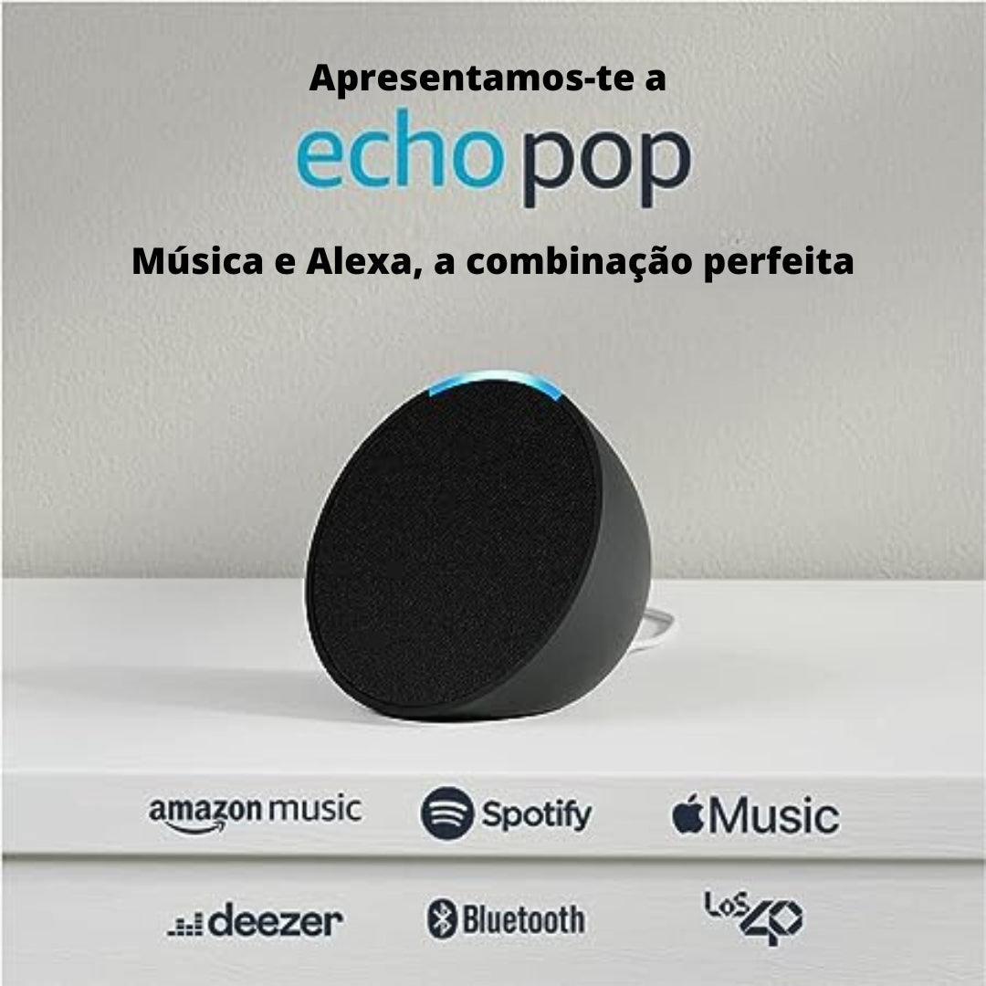 Eco Pop | Altavoz compacto e inteligente de sonido completo con Wi-Fi, Bluetooth y Alexa | Antracita
