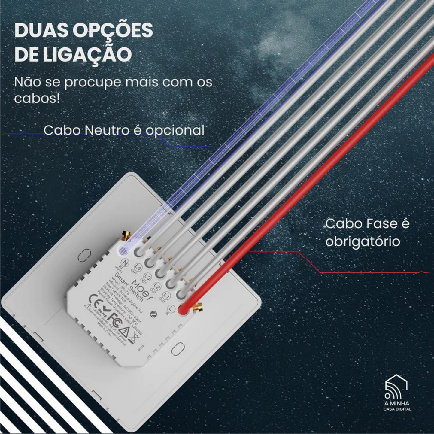 Interruptor Star Ring Zigbee 3.0 Moes - 2 Gang - Branco