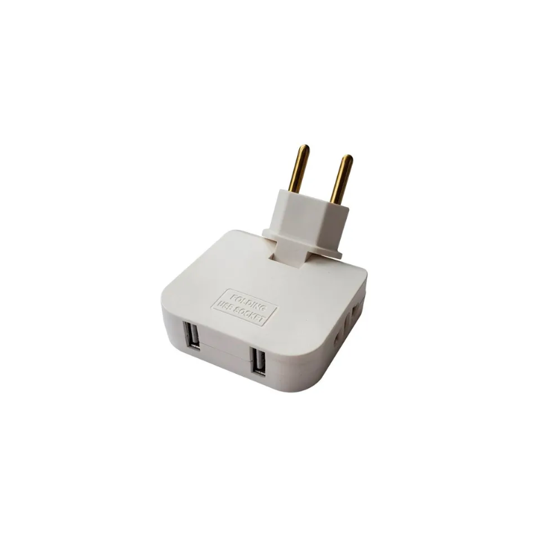 Adaptador de Tomada: 4 em 1 (2x 230V + 2x USB)