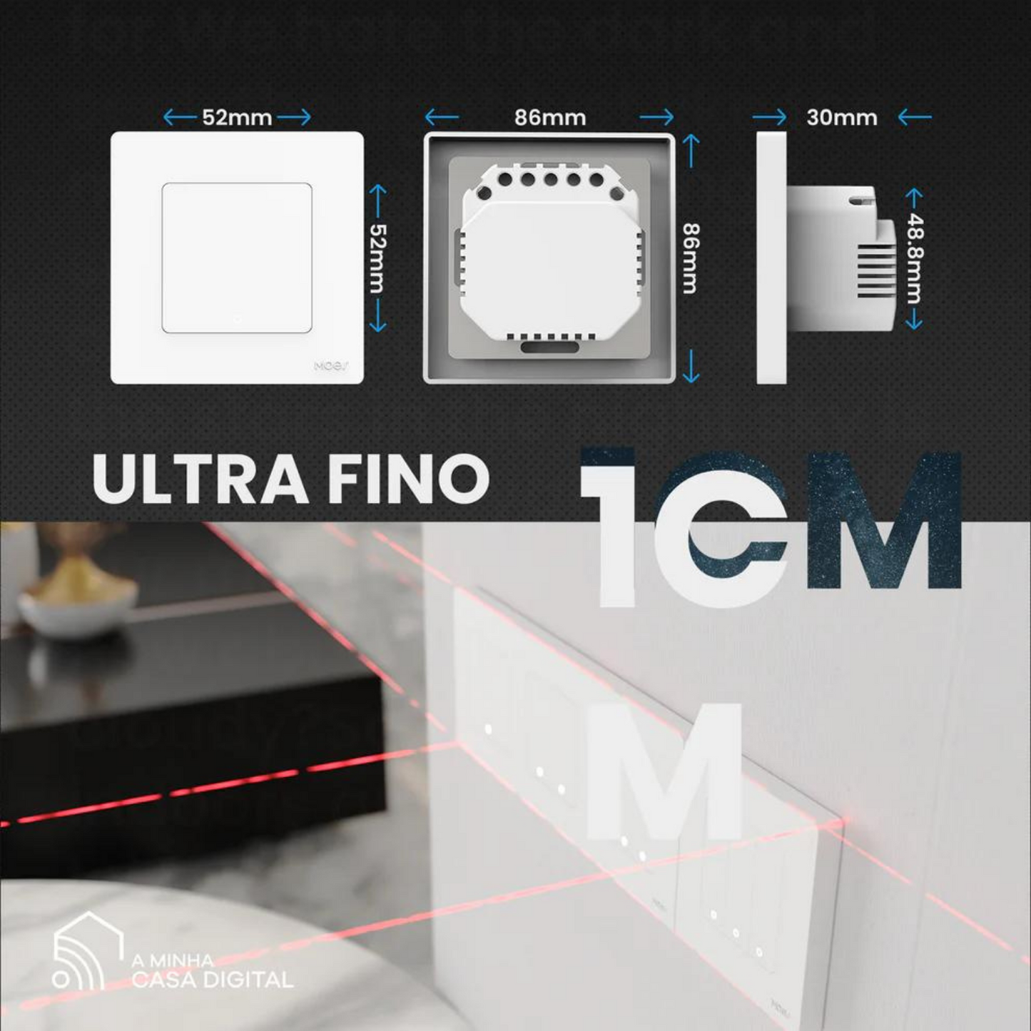 Interruptor Star Ring Zigbee 3.0 Moes - 3 Gang - Cinzento