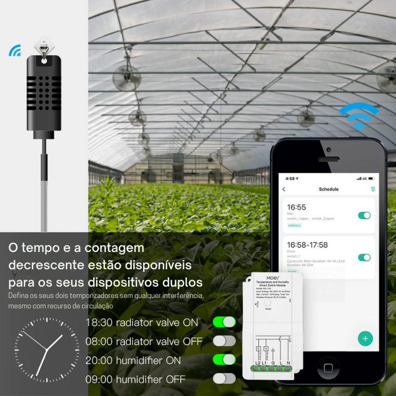 Módulo de conmutación Wi-Fi con controlador de temperatura y humedad - Tuya/Smartlife