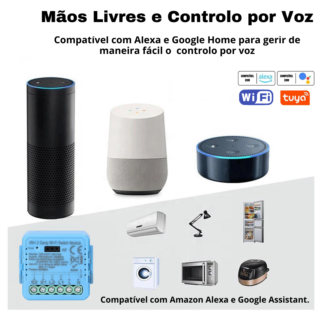 Mini Módulo de Luzes Wi-Fi Simples (2 gang) – Tuya / Smartlife