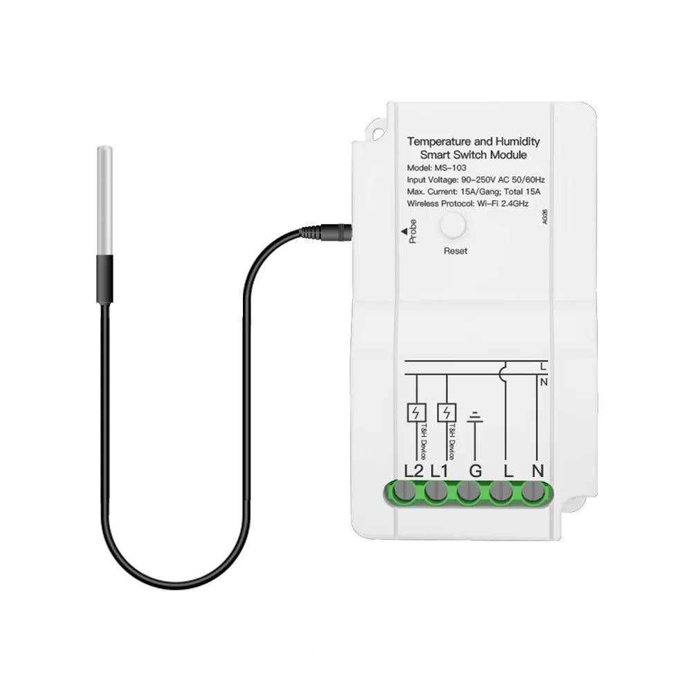 Módulo de conmutación Wi-Fi con controlador de temperatura y humedad - Tuya/Smartlife
