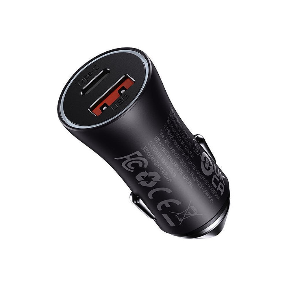 Carregador Veicular Carro Baseus 60w Turbo Usb-a /tipo-c Pd