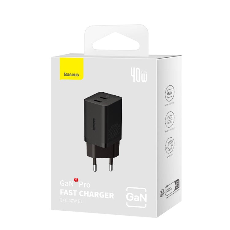 Carregador Gan5 Pro Fast Charger C+C 40W Eu Preto