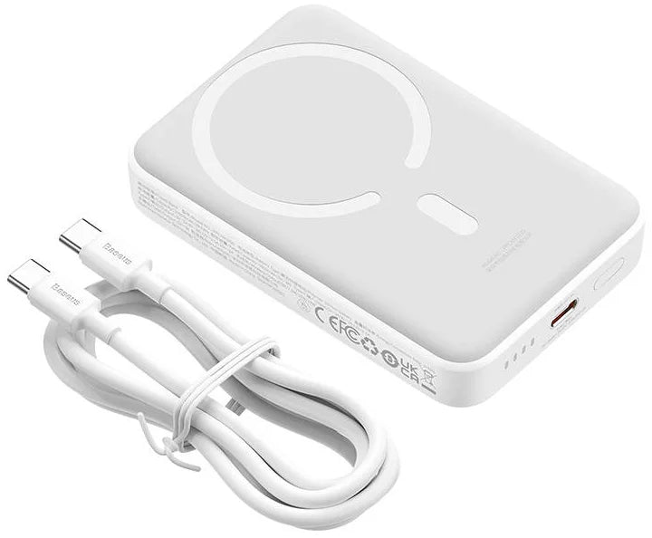Powerbank Magnetic Mini Wireless Fast Charge 10000mAh 30W Branca