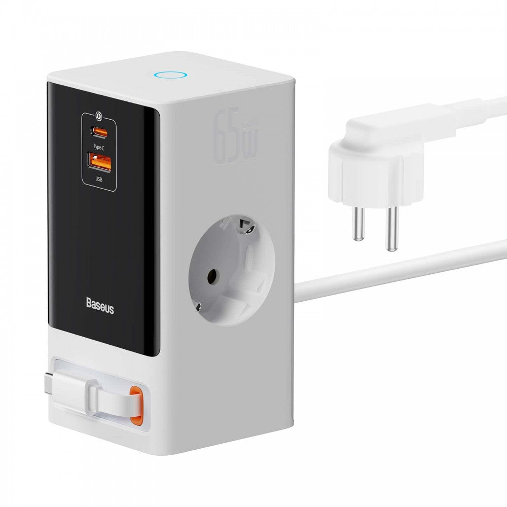 Os-Baseus Powercombo Digital Powerstrip 2Ac+1U+1C+Retractable-C 65W