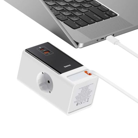 Os-Baseus Powercombo Digital Powerstrip 2Ac+1U+1C+Retractable-C 65W