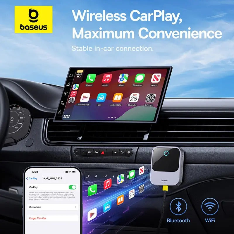 Adaptador Auto Baseus Safejourney Carplay Wireless Black