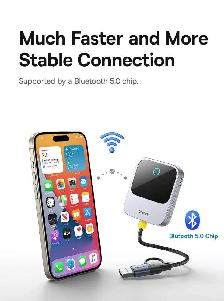 Adaptador Auto Baseus Safejourney Carplay Wireless Black