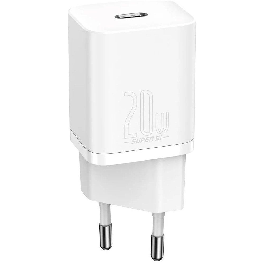 Cargador rápido Baseus Super Si con cable USB-C a Lightning de 1 m, color blanco