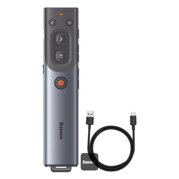 Baseus Orange Dot Ai Wireless Presenter Red Laser Grey