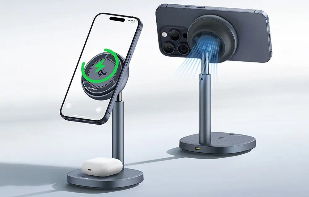 Os-Baseus Orbit 2 Pro Air-Cooled 2-In-1 Wireless Charging Stand Qi2 20W Space Cinza