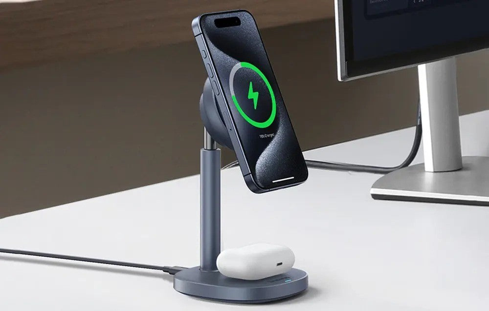 Os-Baseus Orbit 2 Pro Air-Cooled 2-In-1 Wireless Charging Stand Qi2 20W Space Cinza