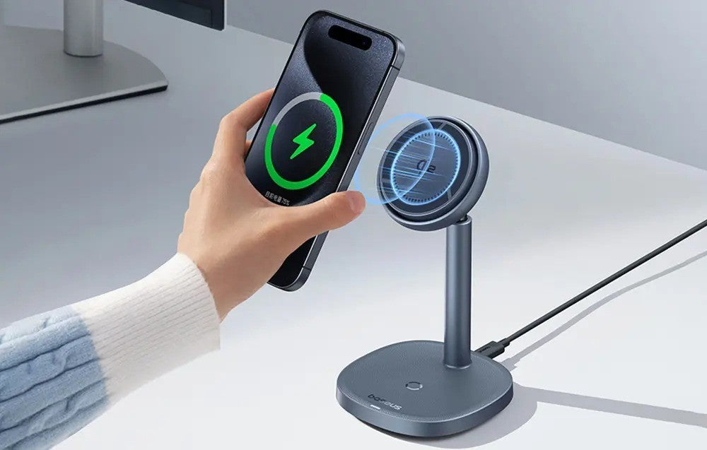 Os-Baseus Orbit 2 Pro Air-Cooled 2-In-1 Wireless Charging Stand Qi2 20W Space Cinza