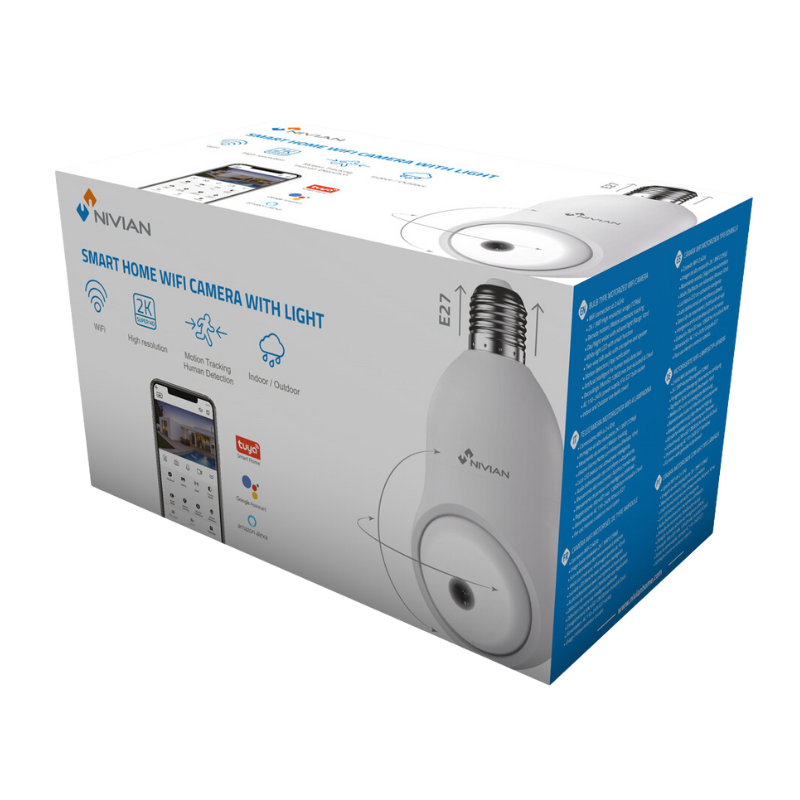 Cámara de seguridad 2K Wi-Fi 360 con enchufe E27 - Tuya/Smartlife