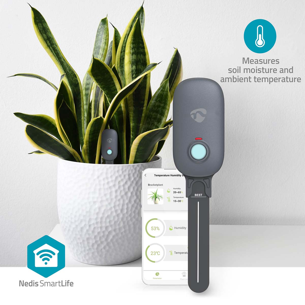 Sensor de Humidade do Solo e da Temperatura Ambiente Inteligente - Nedis - Tuya / SmartLife