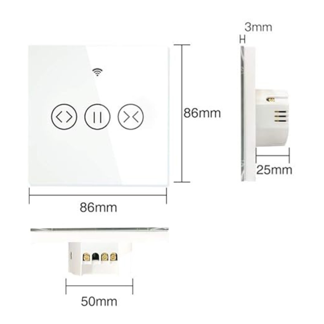 Interruptor Touch de Estore Wi-Fi + RF com Percentagem Moes - Branco - Gama Simple Touch - Tuya / Smartlife - WS-EUR-C