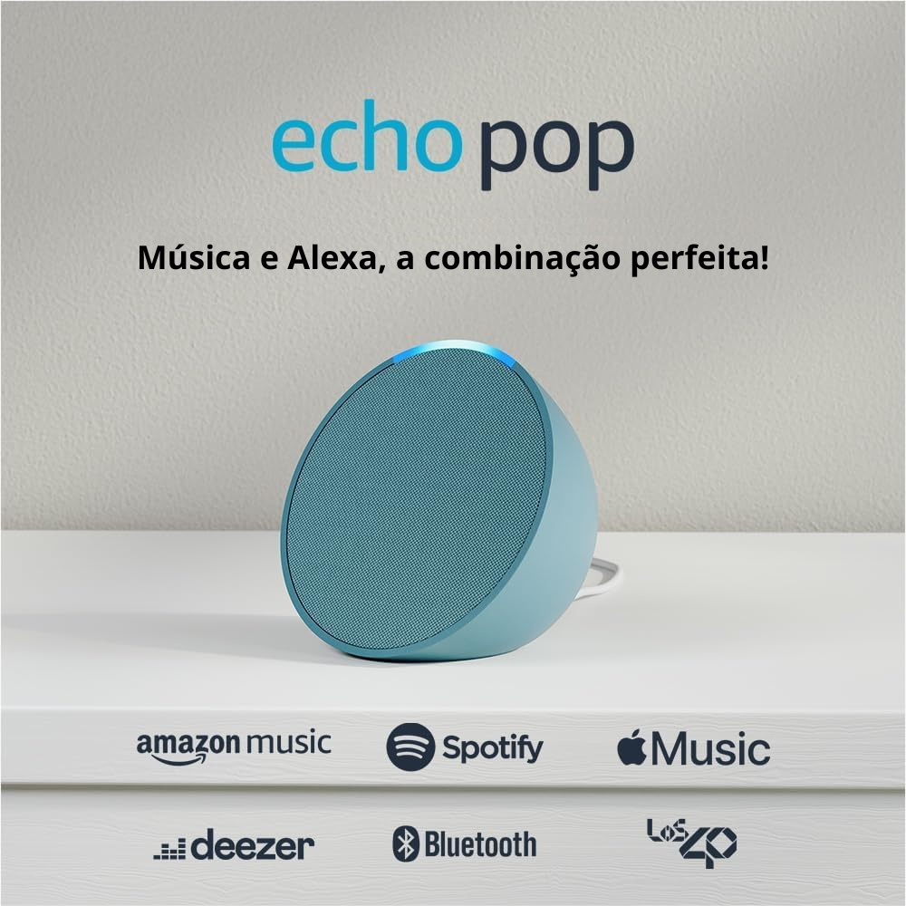 Eco Pop | Altavoz compacto e inteligente de sonido completo con Wi-Fi, Bluetooth y Alexa | Azul-Verde