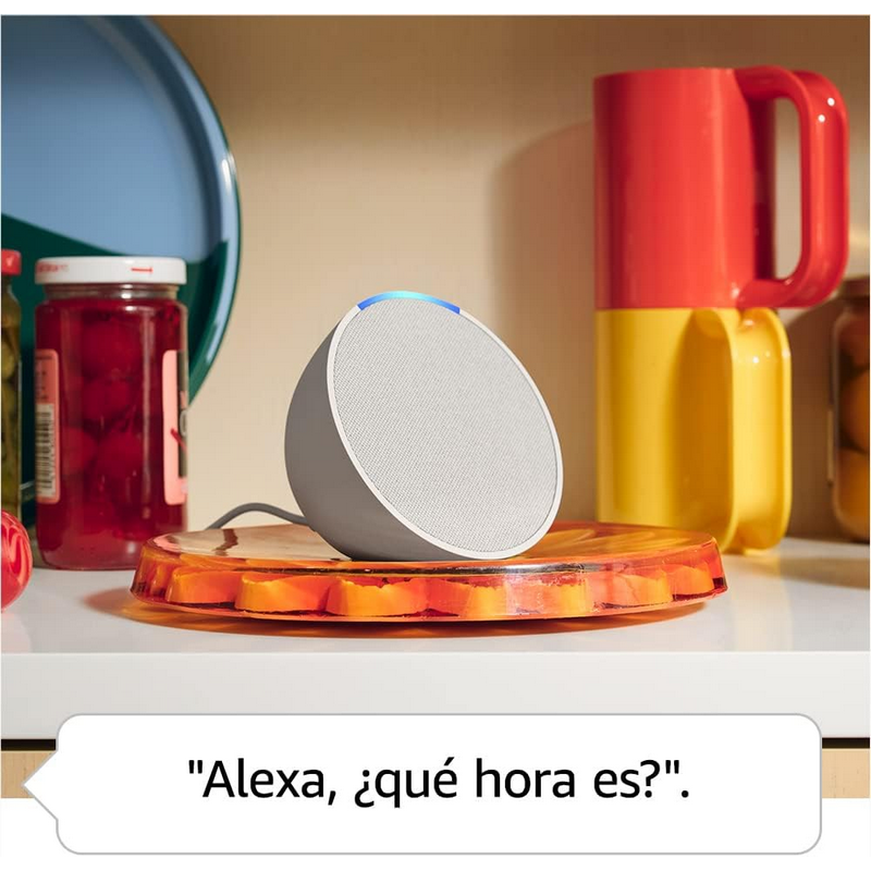 Eco Pop | Altavoz compacto e inteligente de sonido completo con Wi-Fi, Bluetooth y Alexa | Blanco