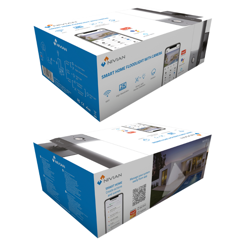 Cámara exterior 2K con lámpara - Negra - Tuya/Smartlife
