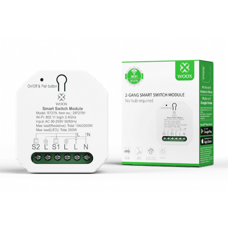 Módulo de Luzes Wi-Fi Duplo (2 gang) - Woox