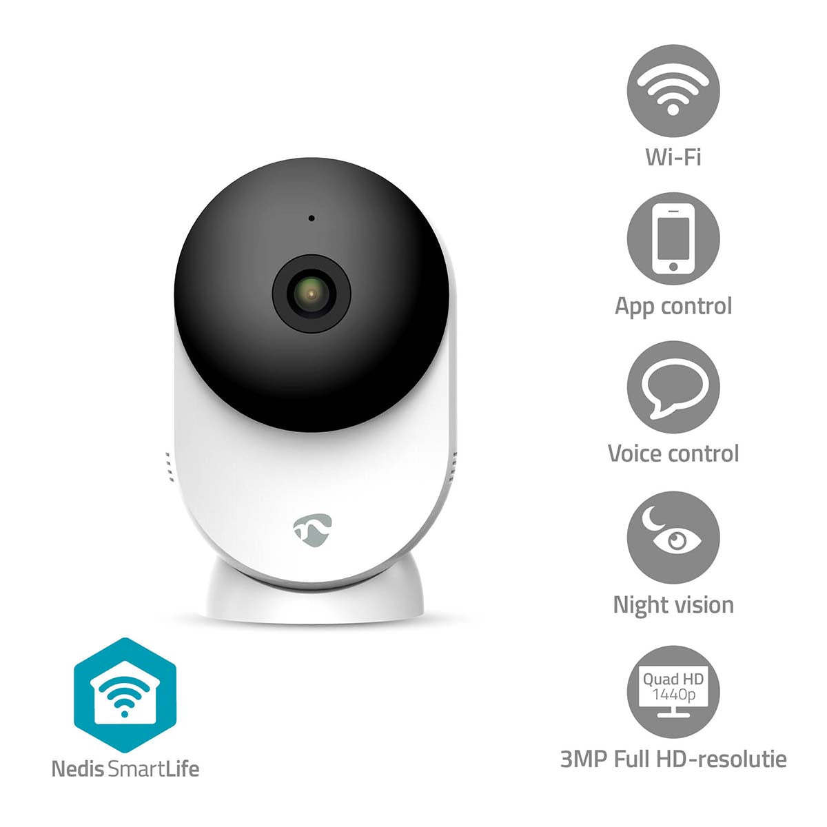 Câmara p/Interior Inteligente Wi-Fi FHD - Nedis - Tuya / SmartLife