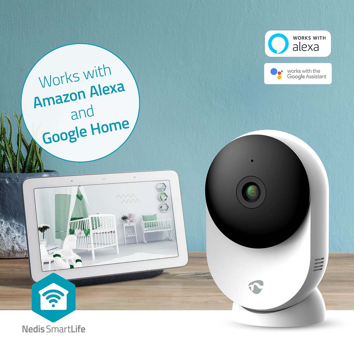 Câmara p/Interior Inteligente Wi-Fi FHD - Nedis - Tuya / SmartLife