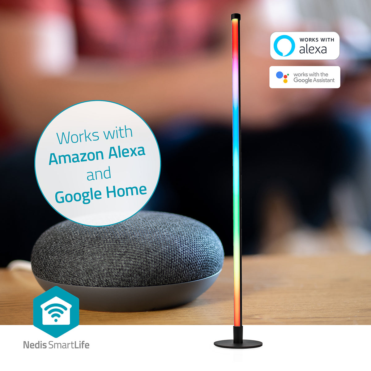 Candeeiro Vertical Inteligente LED Wi-Fi - Nedis - Tuya / SmartLife