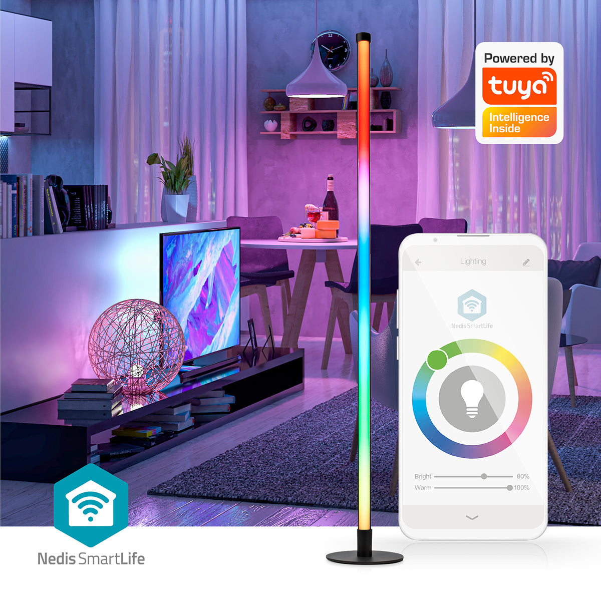 Candeeiro Vertical Inteligente LED Wi-Fi - Nedis - Tuya / SmartLife