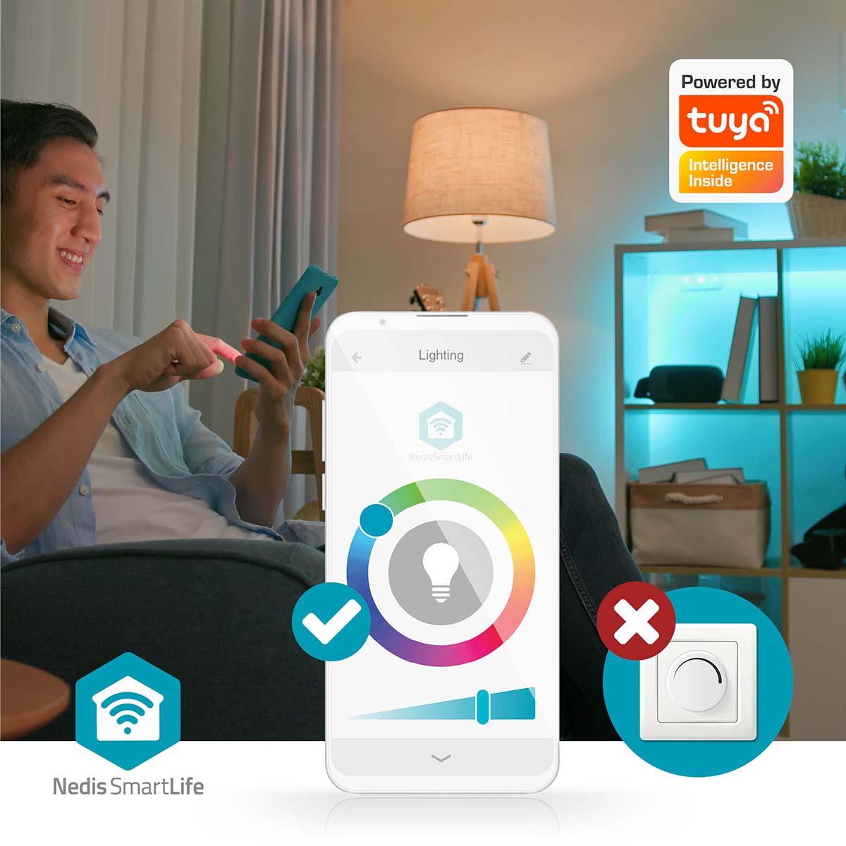 Barras de Luz de Parede Inteligentes Wi-Fi - Nedis - Tuya / SmartLife