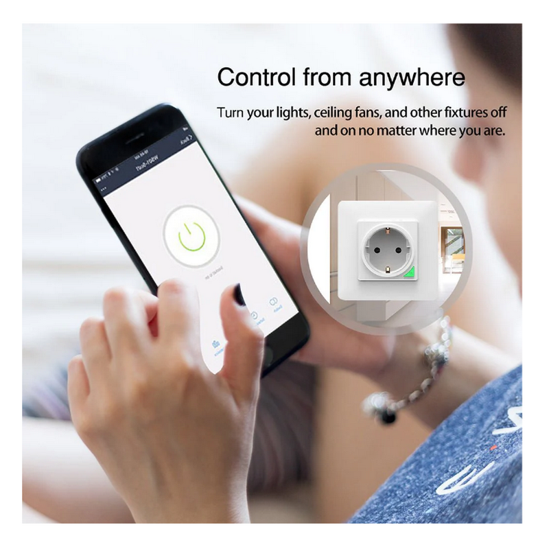 Tomada de Parede Inteligente Moes - Wi-Fi - Branco - 16A - Tuya / Smartlife
