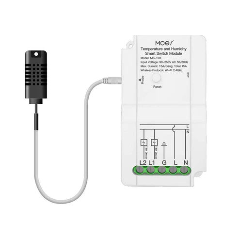 Módulo de conmutación Wi-Fi con controlador de temperatura y humedad - Tuya/Smartlife