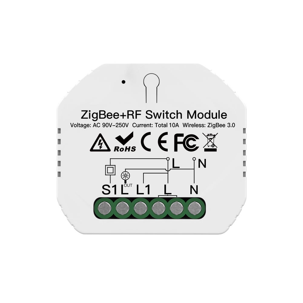 Módulo de Luzes Simples - Zigbee 3.0 + RF para 1 Interruptor Moes - Tuya / Smartlife - MS-104Z