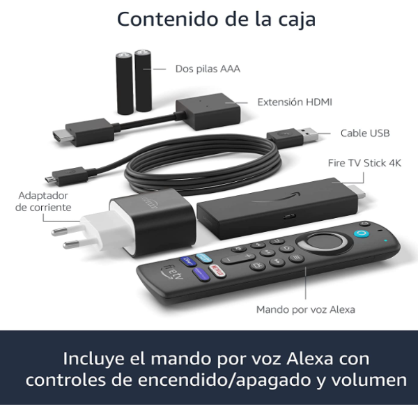 Fire TV Stick 4K con control remoto por voz de Alexa (incluye controles de TV)