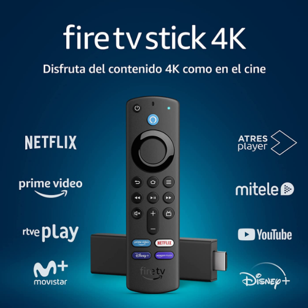 Fire TV Stick 4K con control remoto por voz de Alexa (incluye controles de TV)