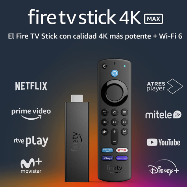 Fire TV Stick 4K MAX con Wi-Fi 6 y control remoto por voz de Alexa (incluye controles de TV)