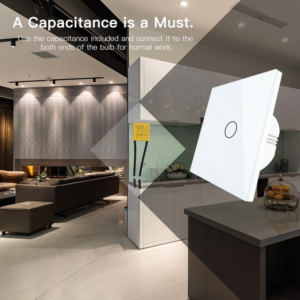 Interruptor Touch de Luz Wi-Fi + RF Branco - 3 Gang Moes - SEM NEUTRO - Gama Simple Touch - Tuya / Smartlife - WS-EU3-L
