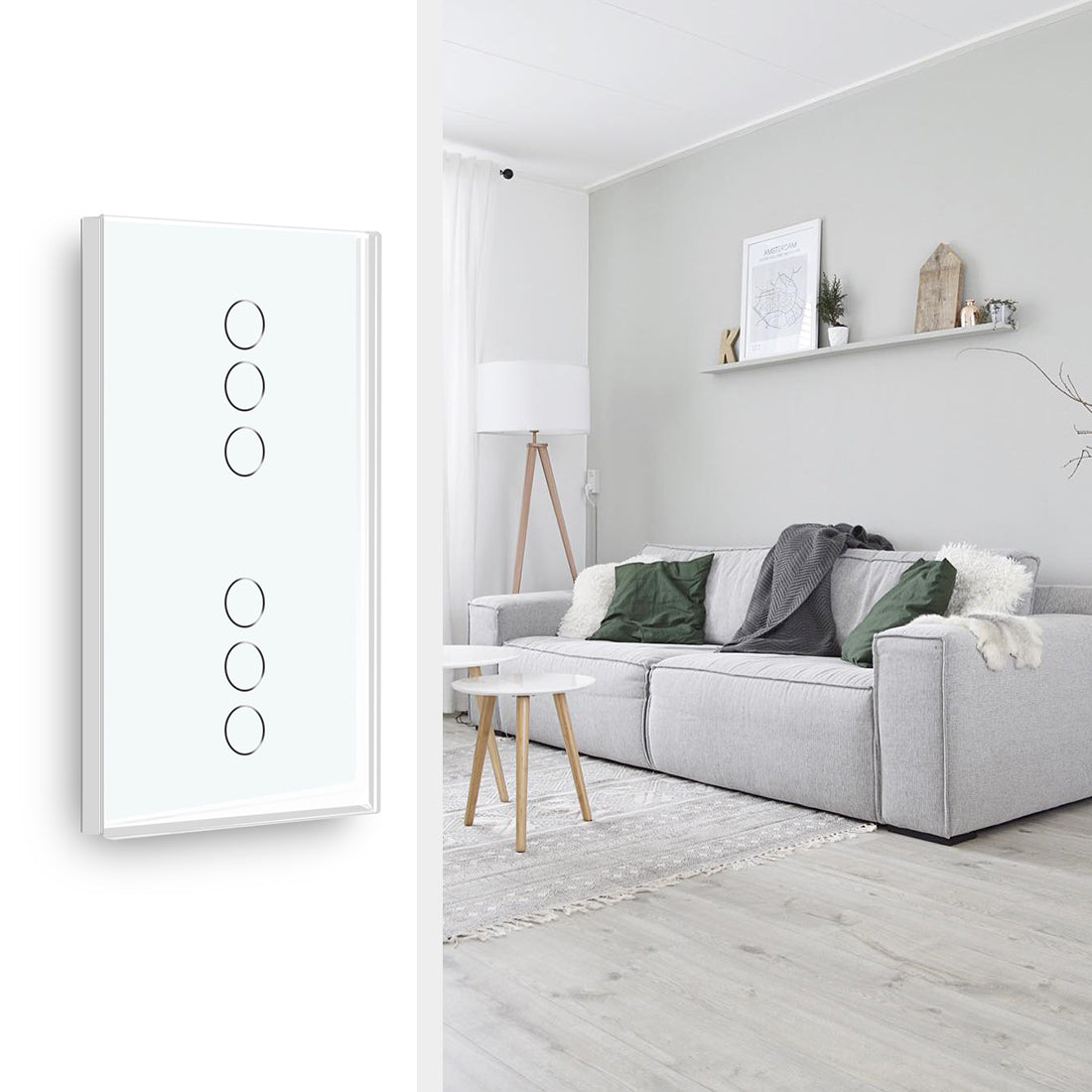 Interruptor Zigbee Desire - 3 + 3 Gang - 157*86mm - Vidro Branco - Tuya / Smartlife - GL157ZTS31ZTS31W
