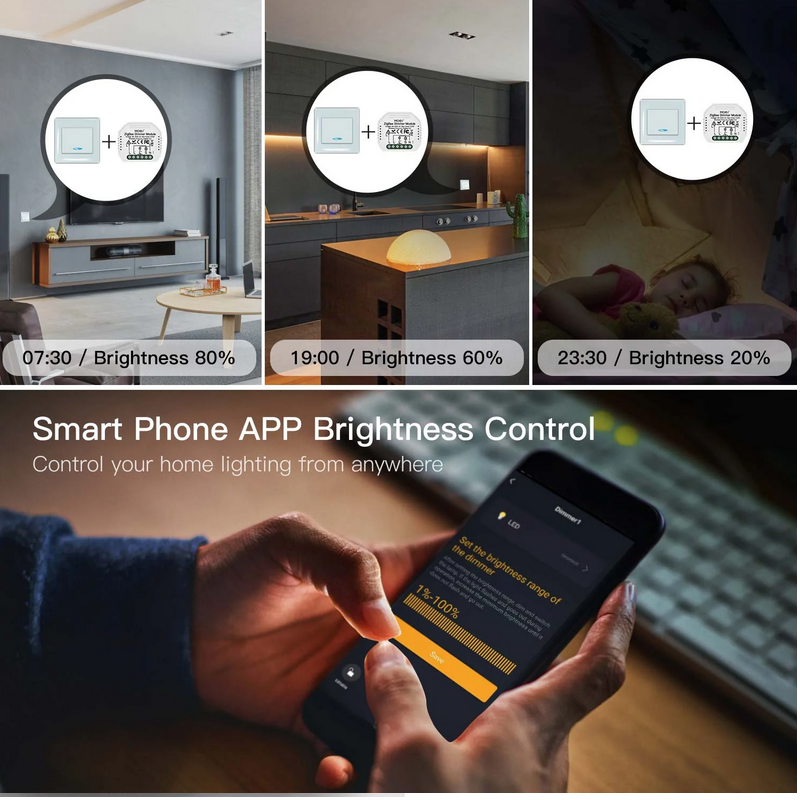 Módulo de Luzes Dimmer Duplo - Zigbee 3.0 para Interruptor Duplo Moes - Tuya / Smartlife - MS-105BZ