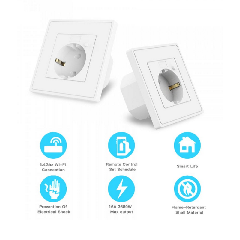 Tomada de Parede Inteligente Wi-Fi EU Woox / Tuya / Smart Life