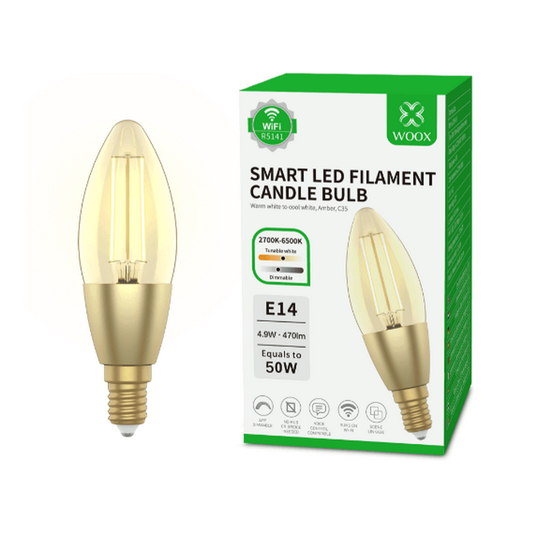 Lâmpada Woox Filamento E14 4,9W 470lm Branco Quente 2700K + Branco Frio 6500K