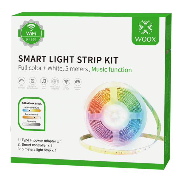 Kit de iluminación de tira LED Woox R5149 RGB + CCT + Música / Tuya / Smart Life
